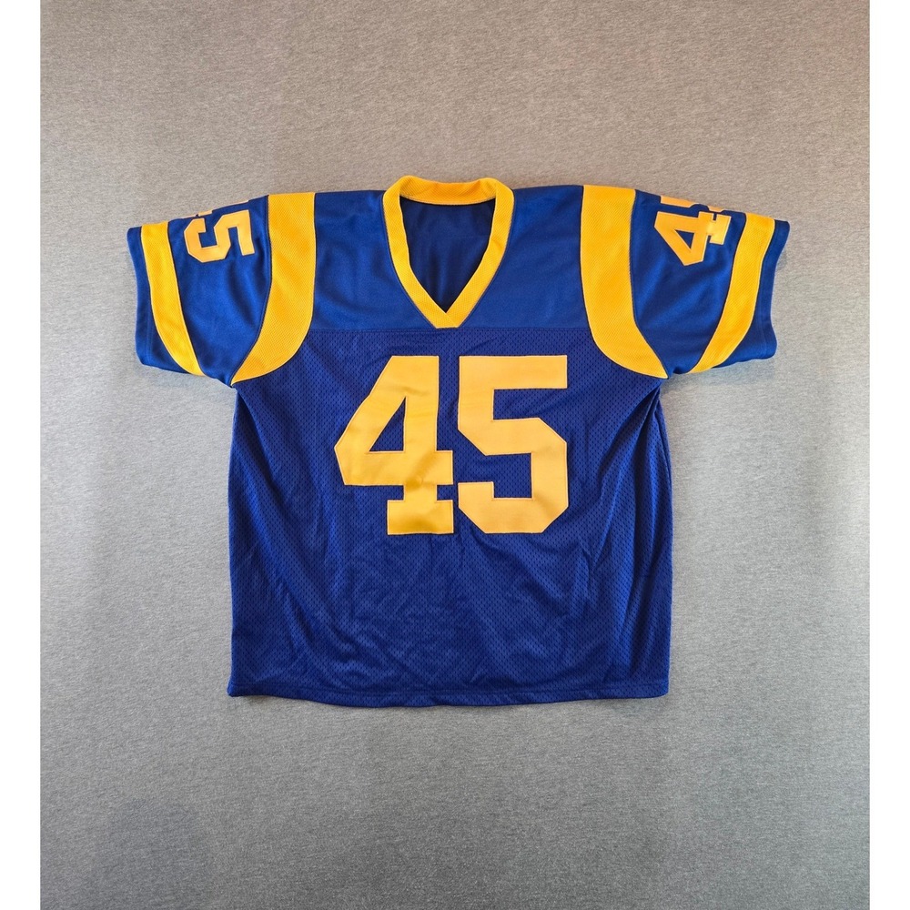 Vintage Football Jersey Mens Small Blue Yellow Rams Colors 80s Made In USA 45
